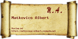 Matkovics Albert névjegykártya