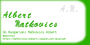 albert matkovics business card